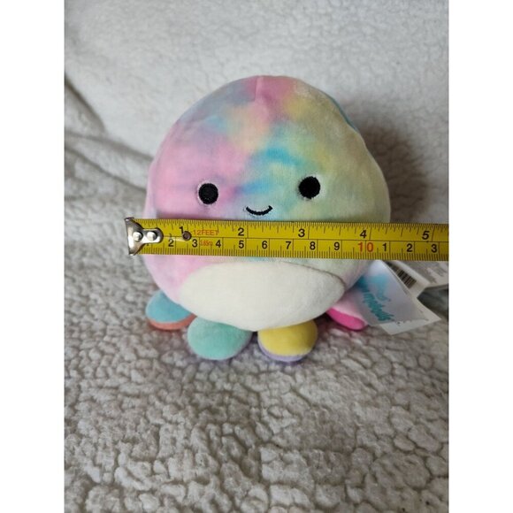 Squishmallow 5" OPAL Smiling Octopus Plush, Tie-Dye Pink/Yellow/Blue, KellyToy - Picture 10 of 16